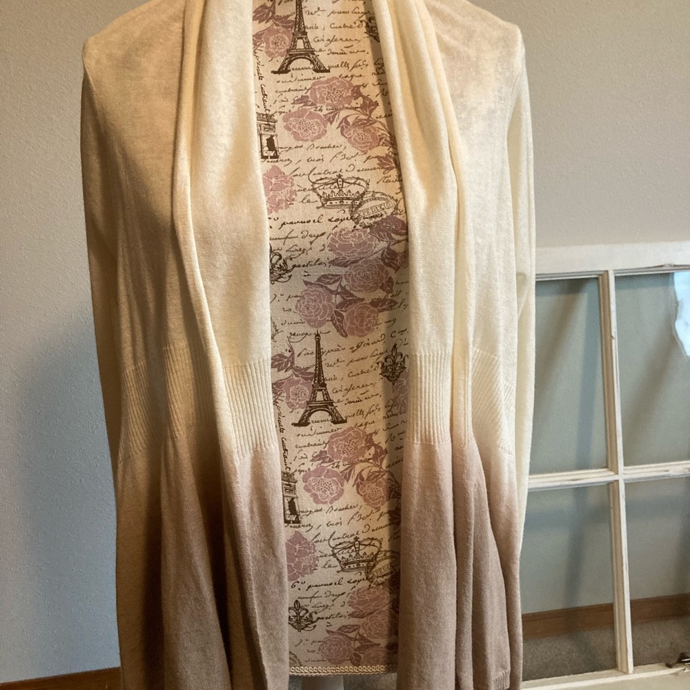 Loft ombré brown and tan sweater with asymmetrical hemline women’s size large